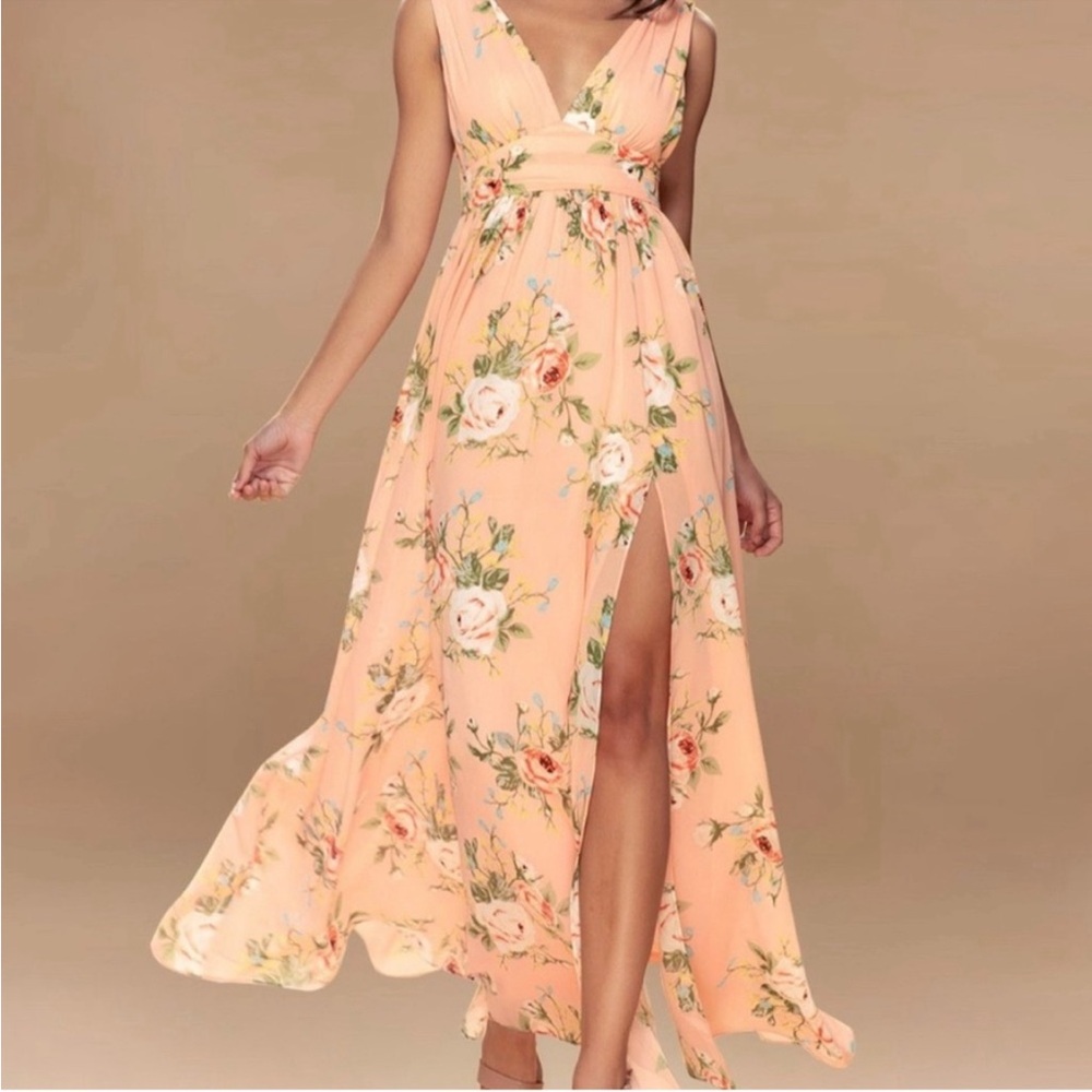NWT - Peach/Coral Mark Versailles Floral Print Maxi Dress - Picture 2 of 3